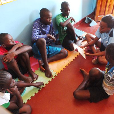 Children reading to each other